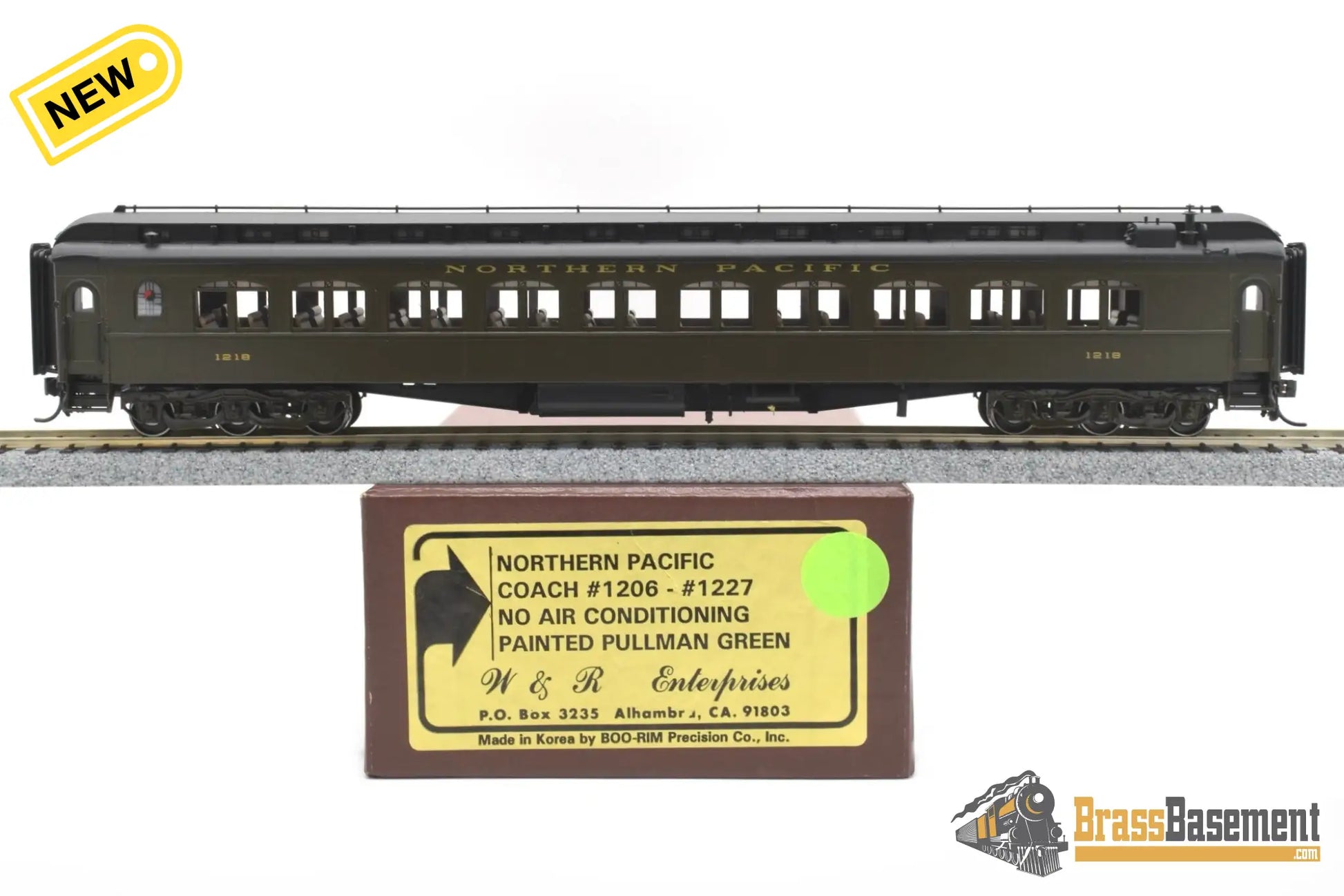 Ho Brass - W&R Northern Pacific Coach #1218 No A/C Pullman Green Passenger