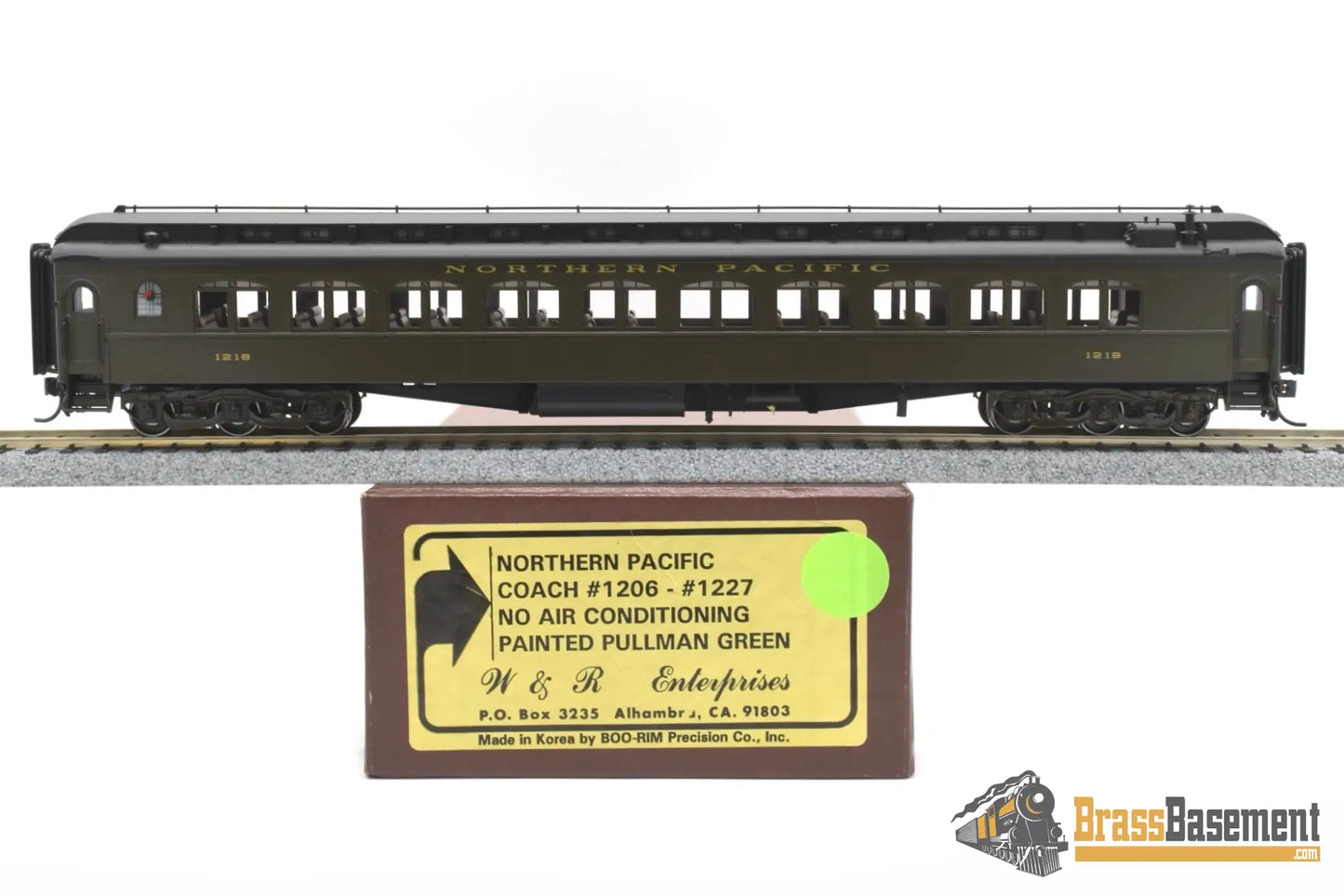 Ho Brass - W&R Northern Pacific Coach #1218 No A/C Pullman Green Passenger