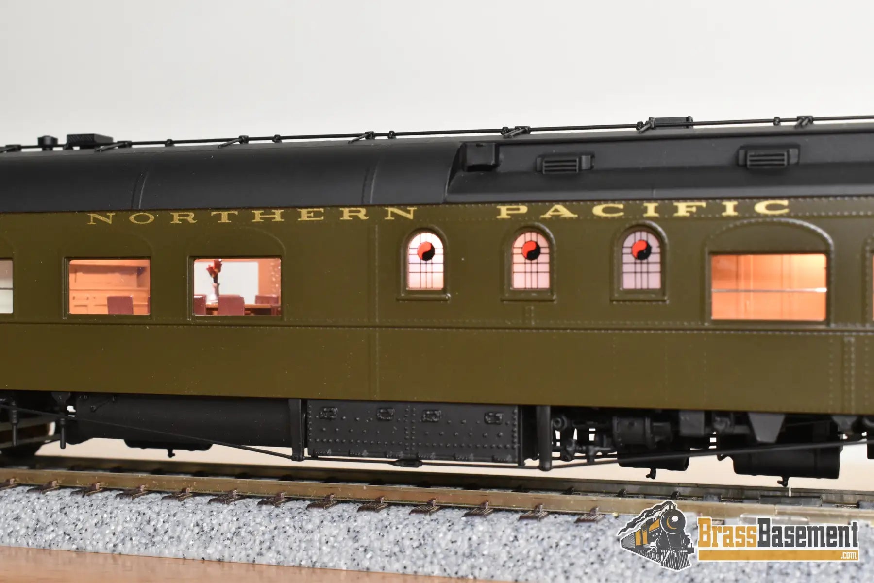 HO Brass - W&R NP Northern Pacific Business Car #5 ’Pullman Green’ - Lighted - Mint Passenger