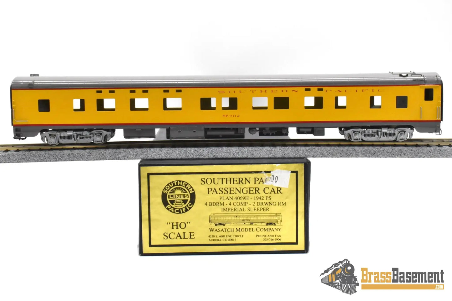 HO Brass - Wasatch Model Co. Southern Pacific SP #9112 Pullman 4-2-2 F/P - Overland Scheme Passenger