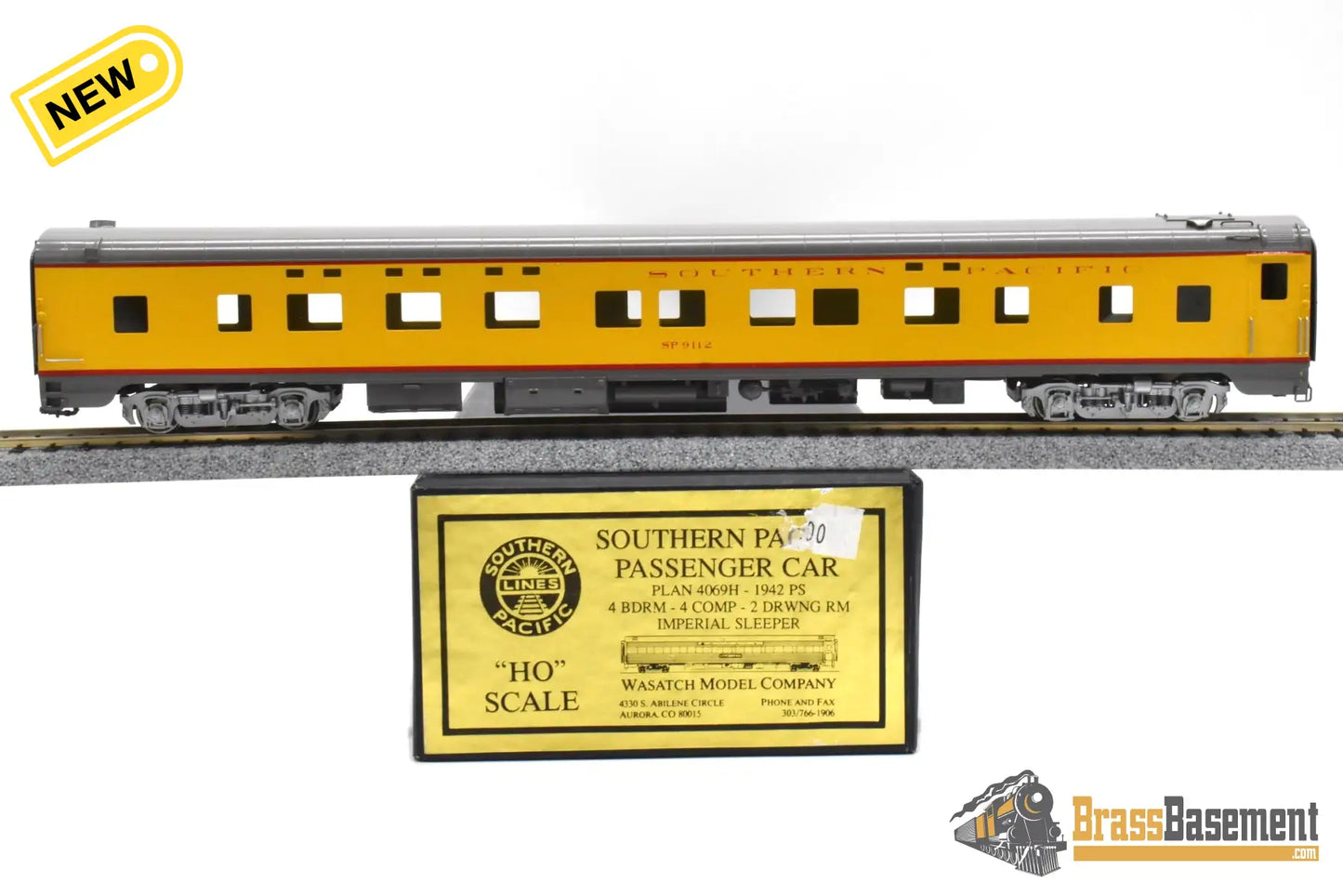 HO Brass - Wasatch Model Co. Southern Pacific SP #9112 Pullman 4-2-2 F/P - Overland Scheme Passenger