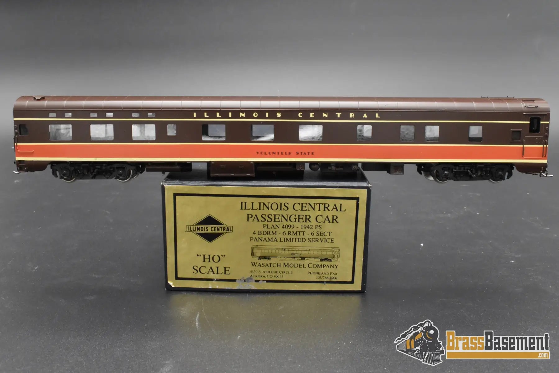HO Brass – Wasatch Plan 4099 Illinois Central “Volunteer State” Passenger Car – Factory Painted – Mint Passenger