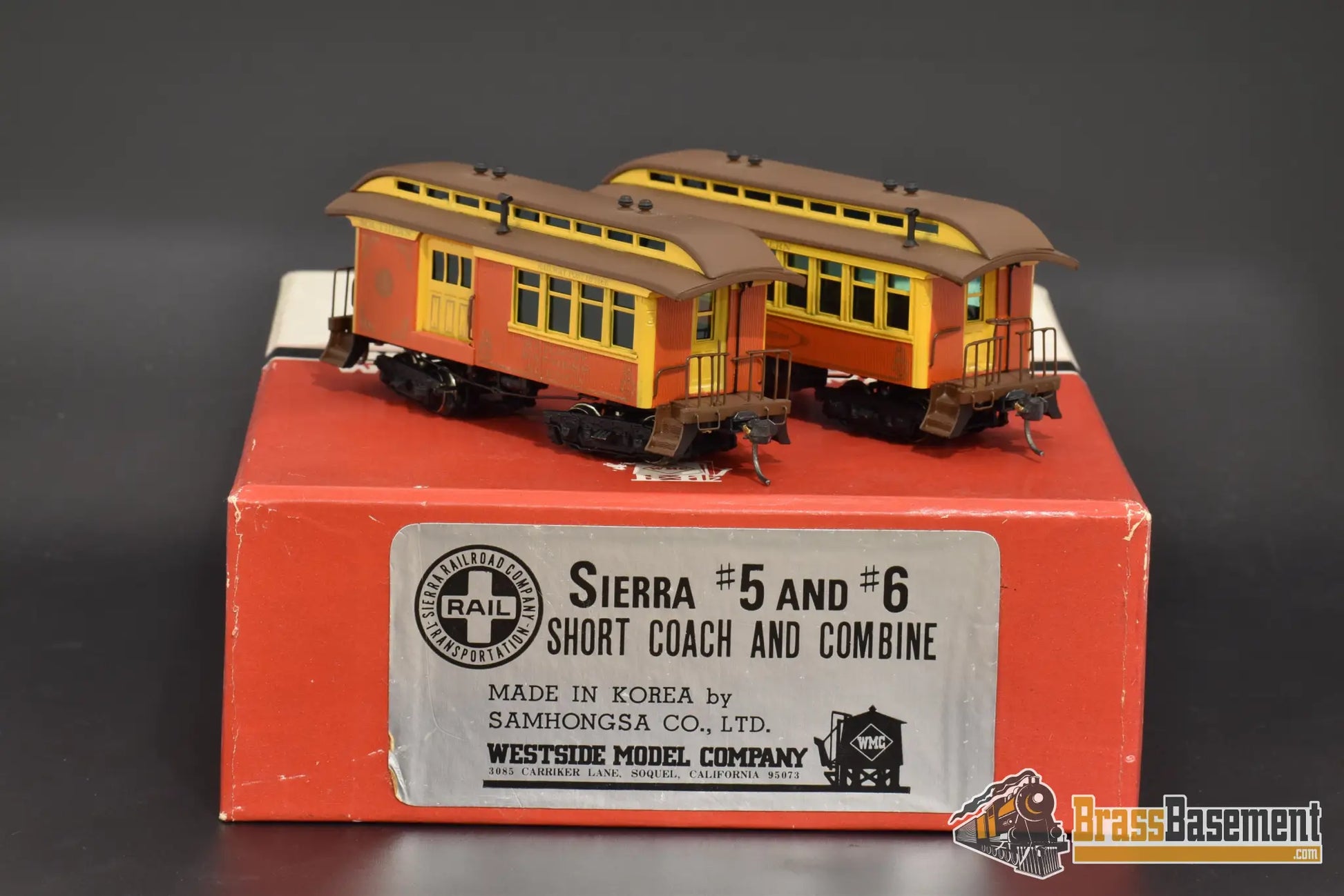 Ho Brass - Westside Sierra Short Coach & Combine Pro Painted Southern 1890S Livery Passenger