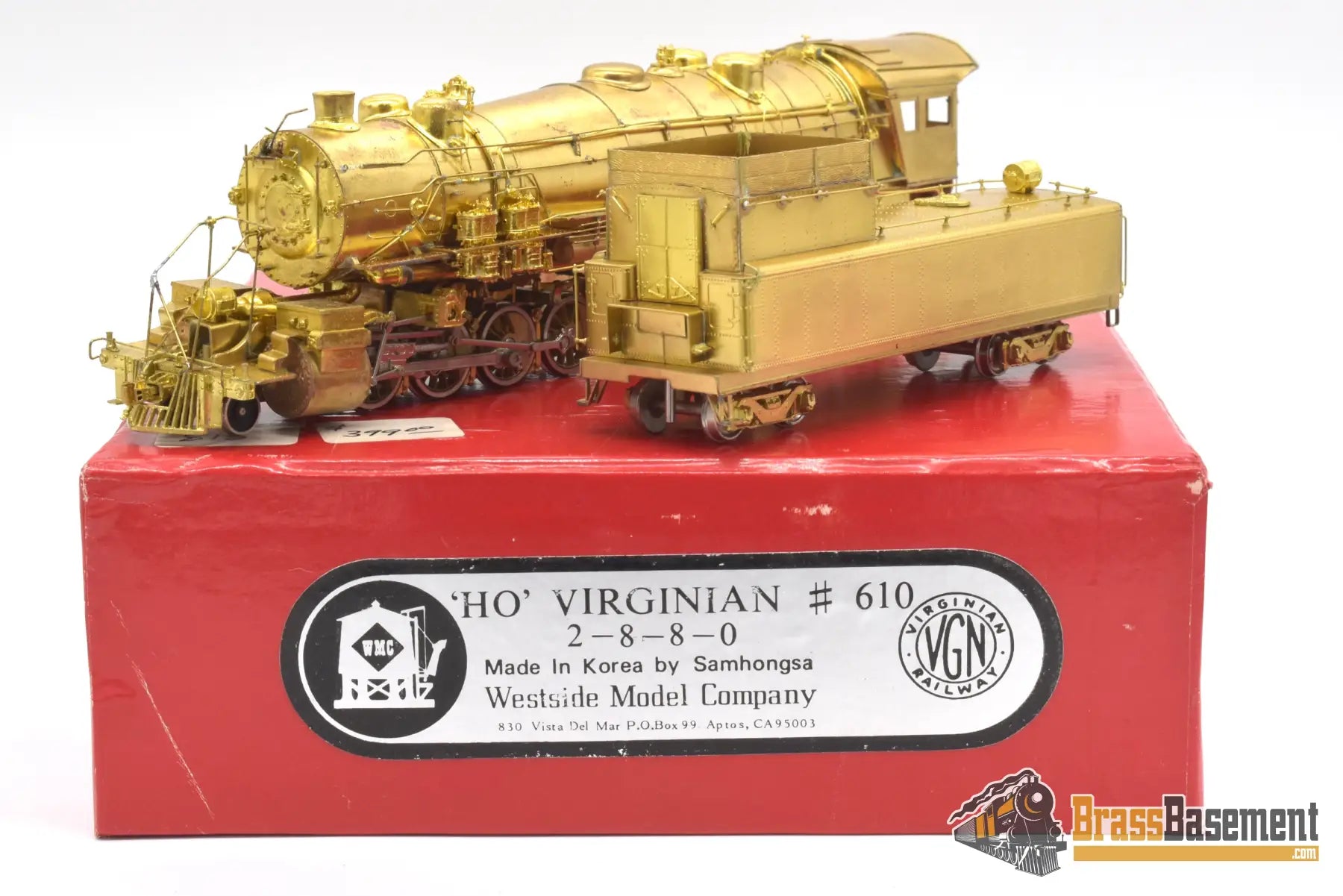 Ho Brass - Westside Virginian Railway 2 - 8 - 8 - 0 #610 Ex - Triplex Unpainted Nice Runner Steam