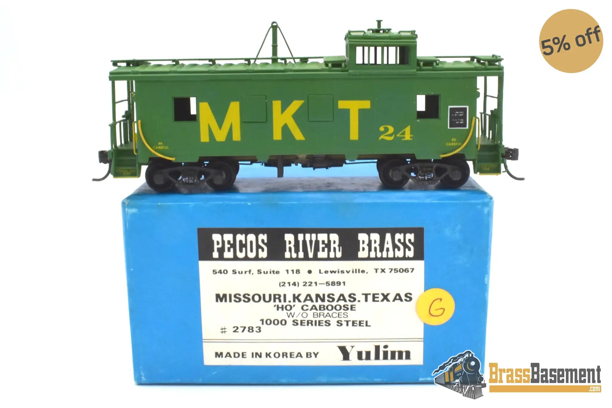 Ho - Pecos River Brass Missouri Kansas Texas Mkt Caboose #24 Cp Green Passenger