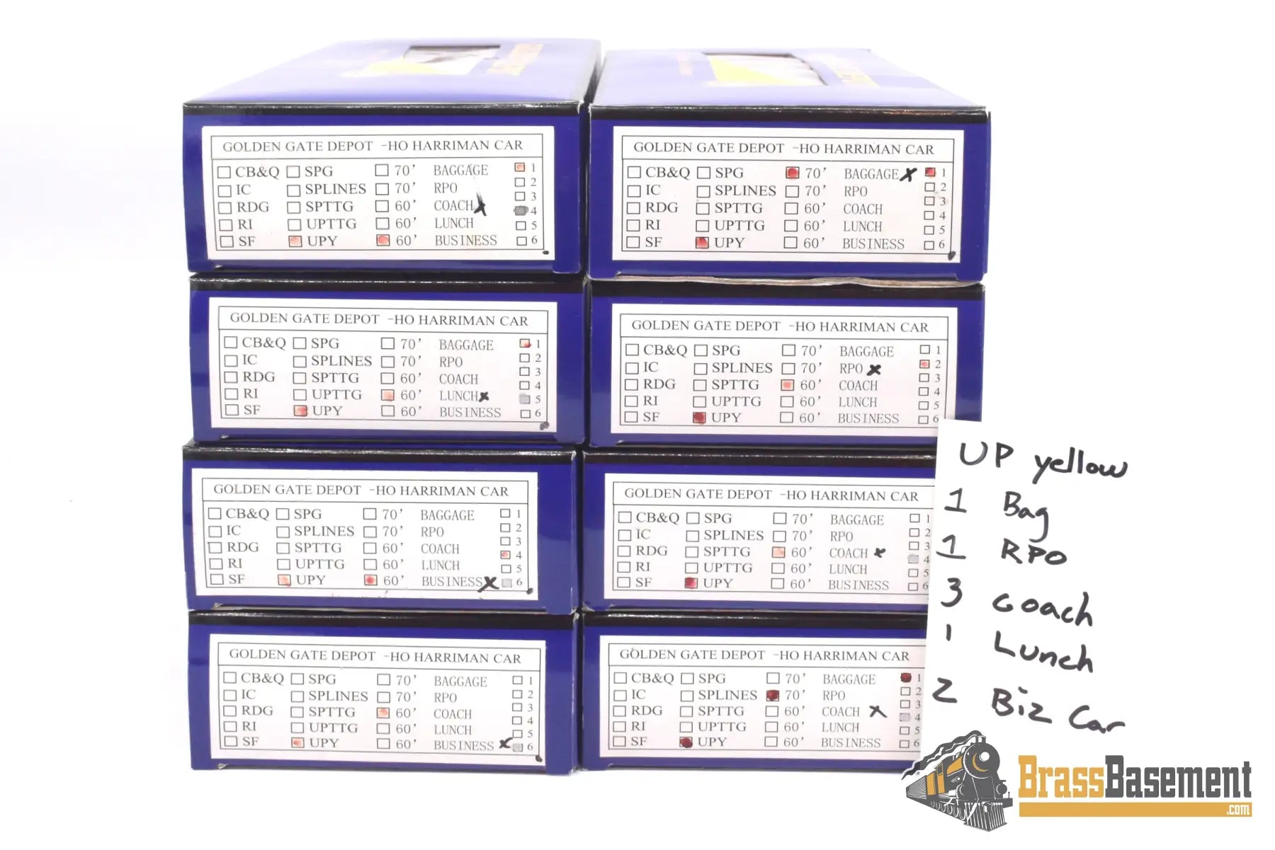 Ho Plastic - Golden Gate Depot Union Pacific Up Harriman Passenger Car Set 8 Pack Yellow