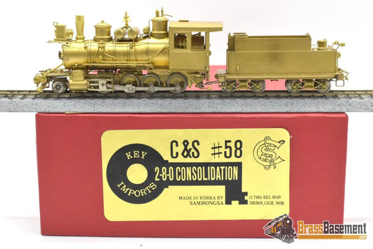 HOn3 Brass - Key Colorado & Southern C&S 2-8-0 #58 - Unpainted Steam