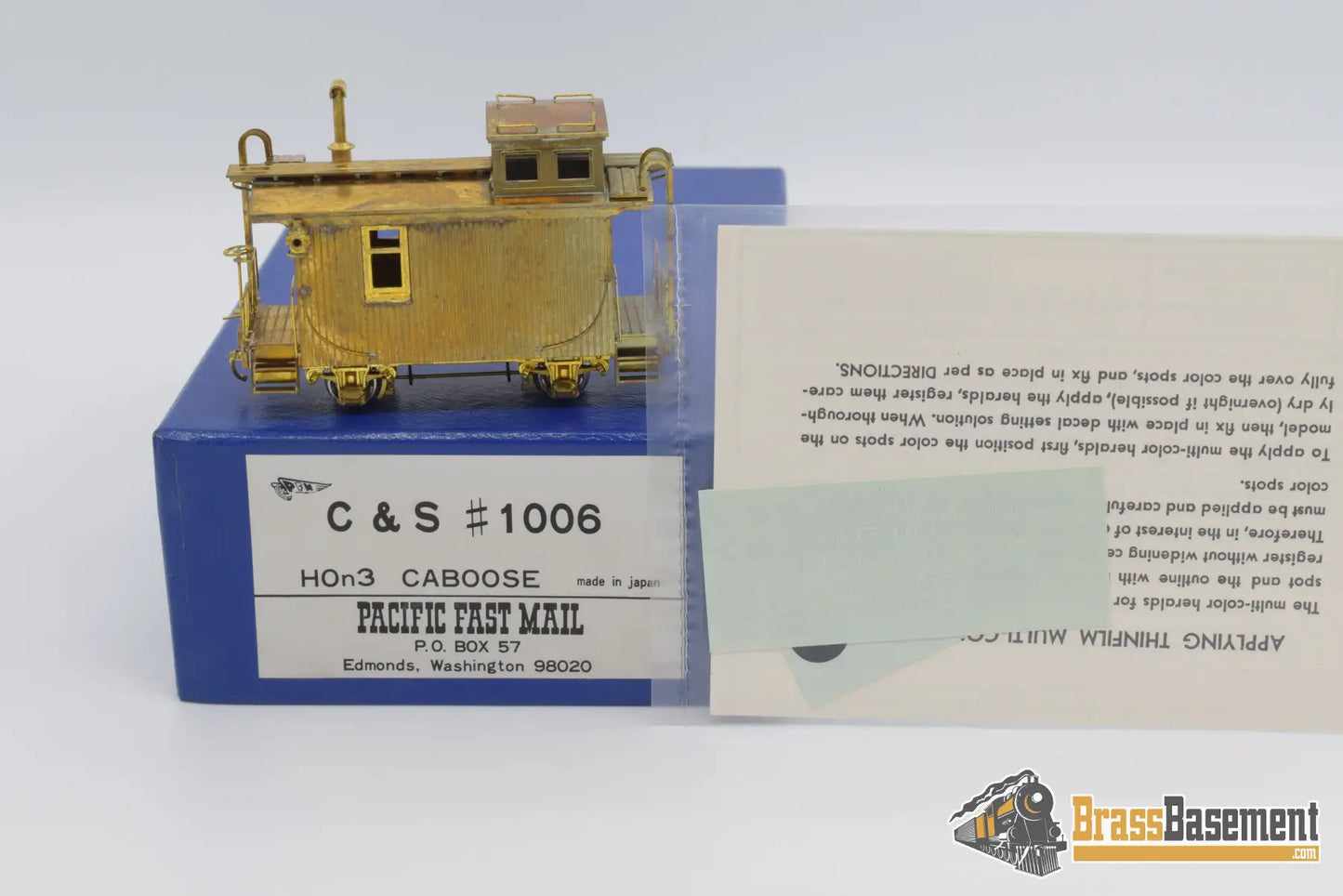 Hon3 Brass - Pfm C&S Colorado & Southern #1006 Caboose Unpainted Decals Included