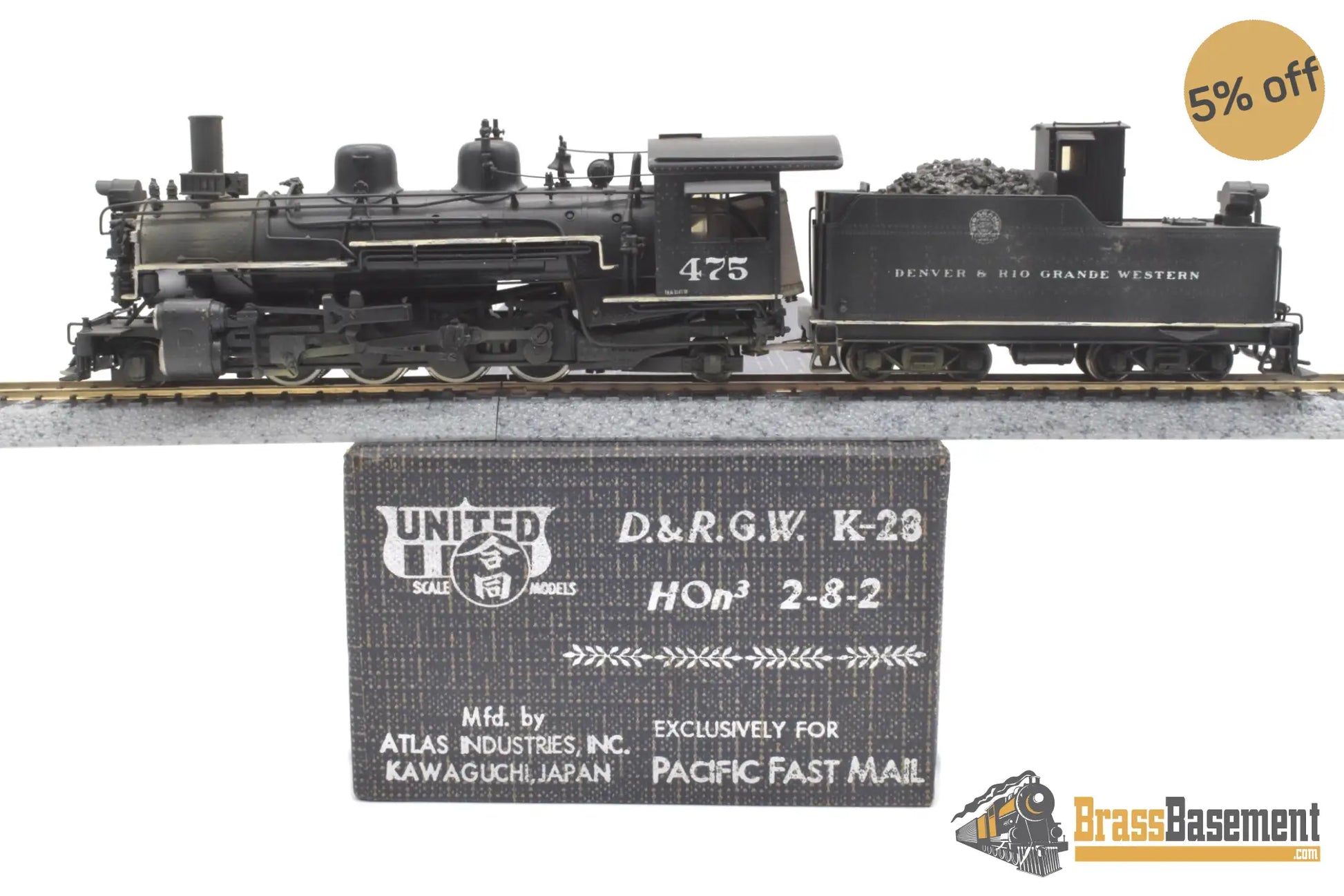 Hon3 Brass - Pfm United D&Rgw Rio Grande K-28 2-8-2 #475 1975 Final Run Cp Steam