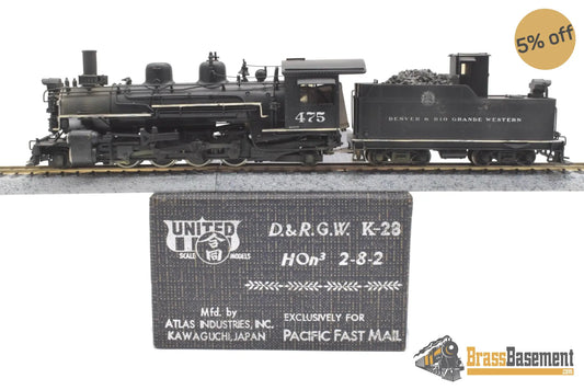 Hon3 Brass - Pfm United D&Rgw Rio Grande K-28 2-8-2 #475 1975 Final Run Cp Steam