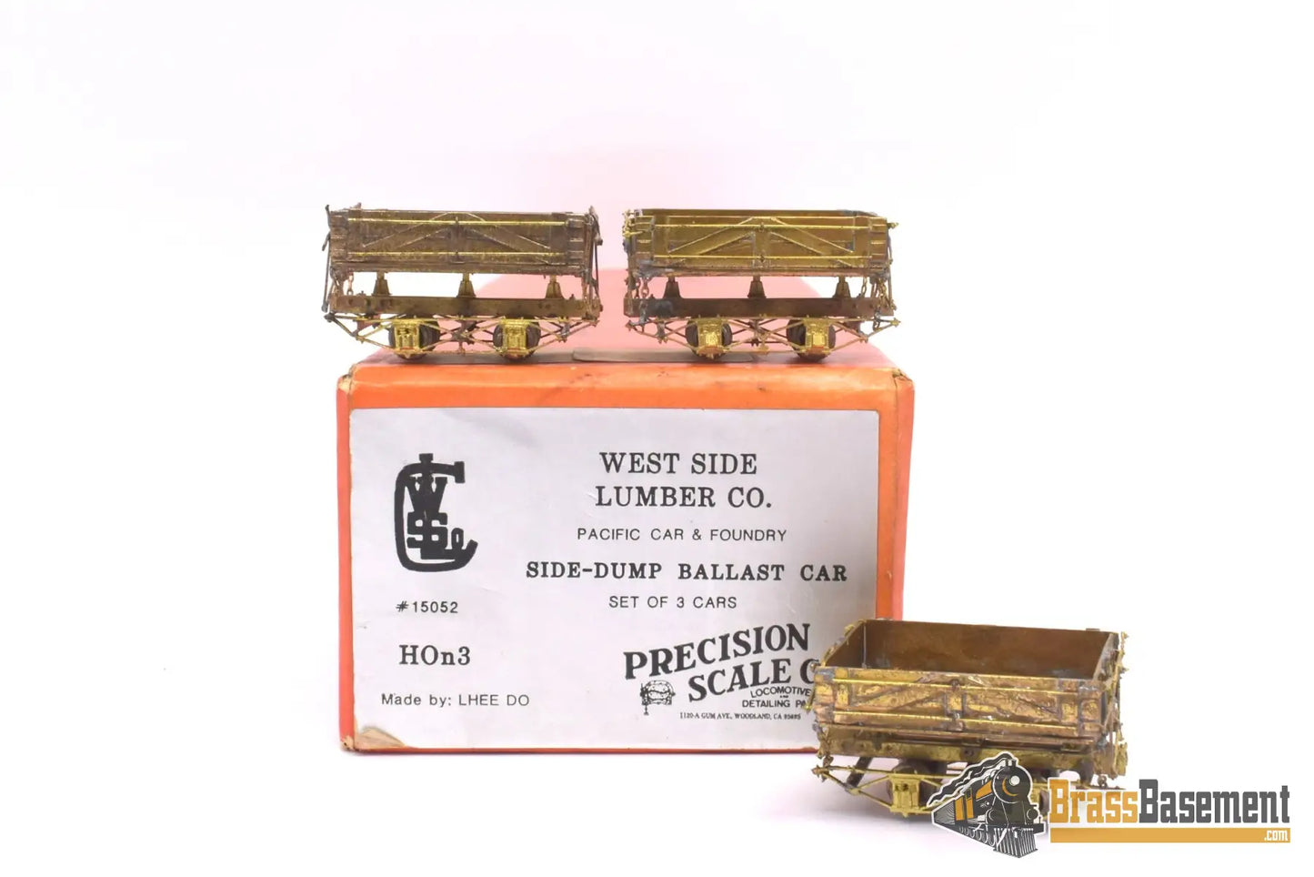 Hon3 Brass - Psc 15052 Westside Lumber Co Wslco Side - Dump Ballast Car Set Of 3 Unpainted Steam