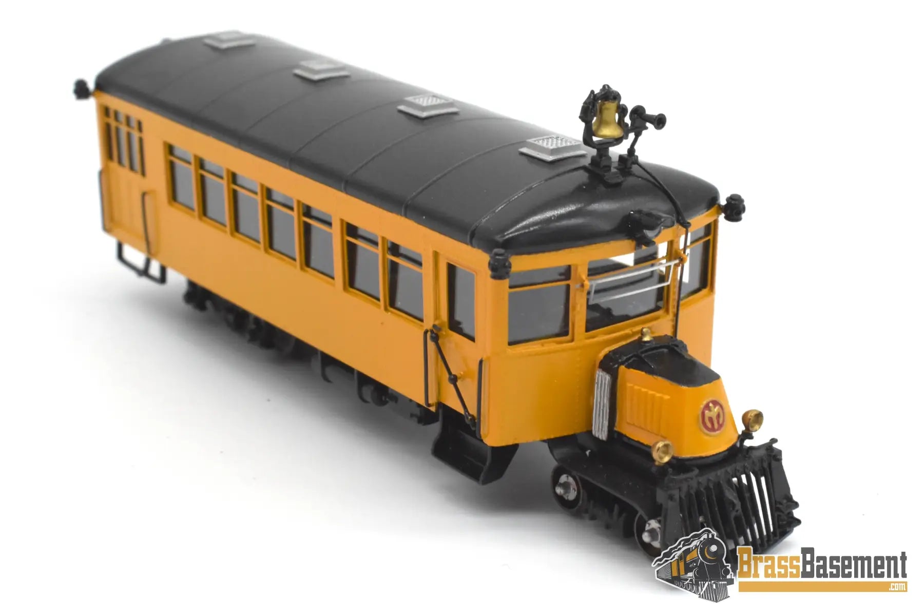 HOn3 Brass - PSC 16854-1 Mack Rail Bus Type ACX w/ Interior - F/P Black & Yellow Passenger