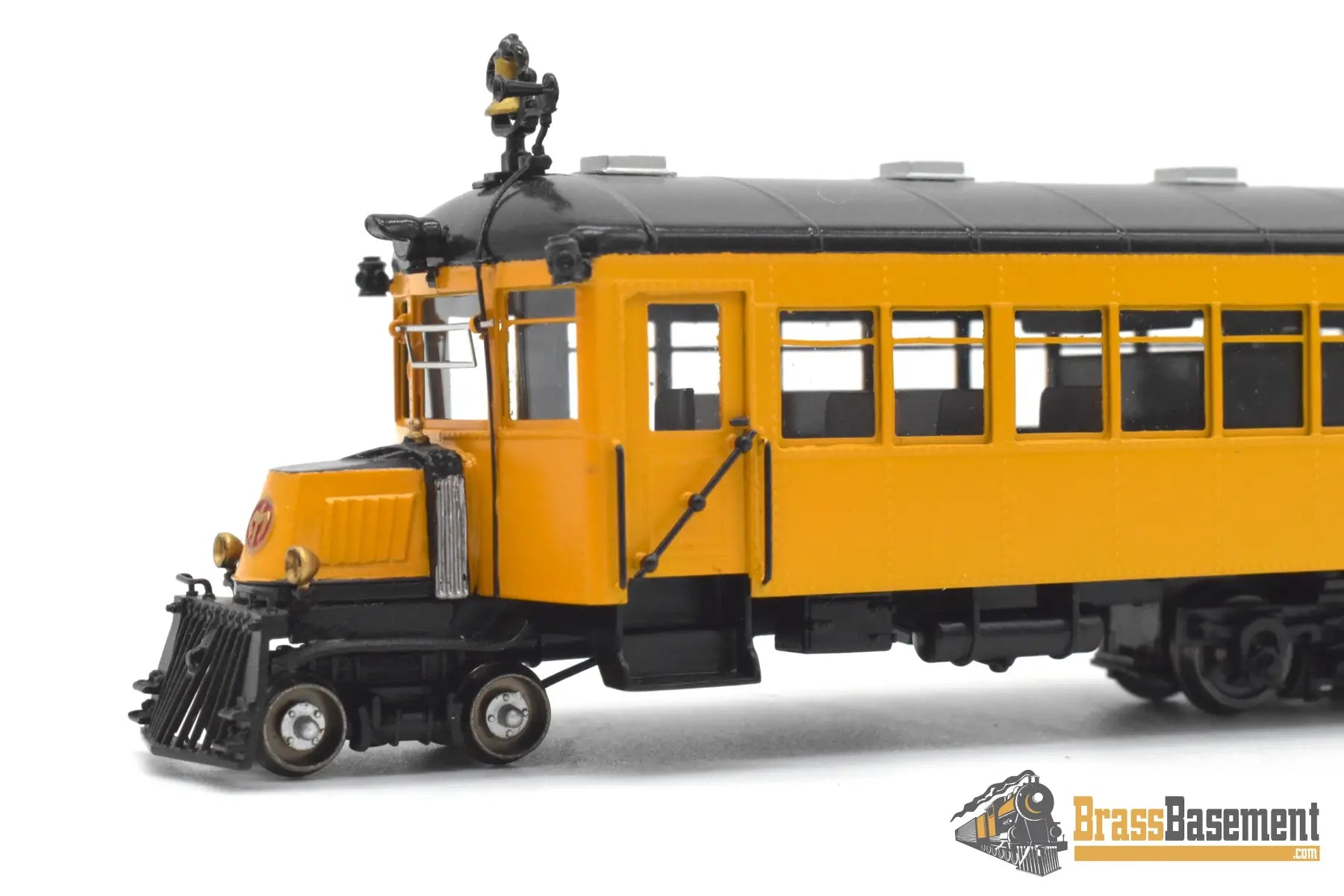 HOn3 Brass - PSC 16854-1 Mack Rail Bus Type ACX w/ Interior - F/P Black & Yellow Passenger