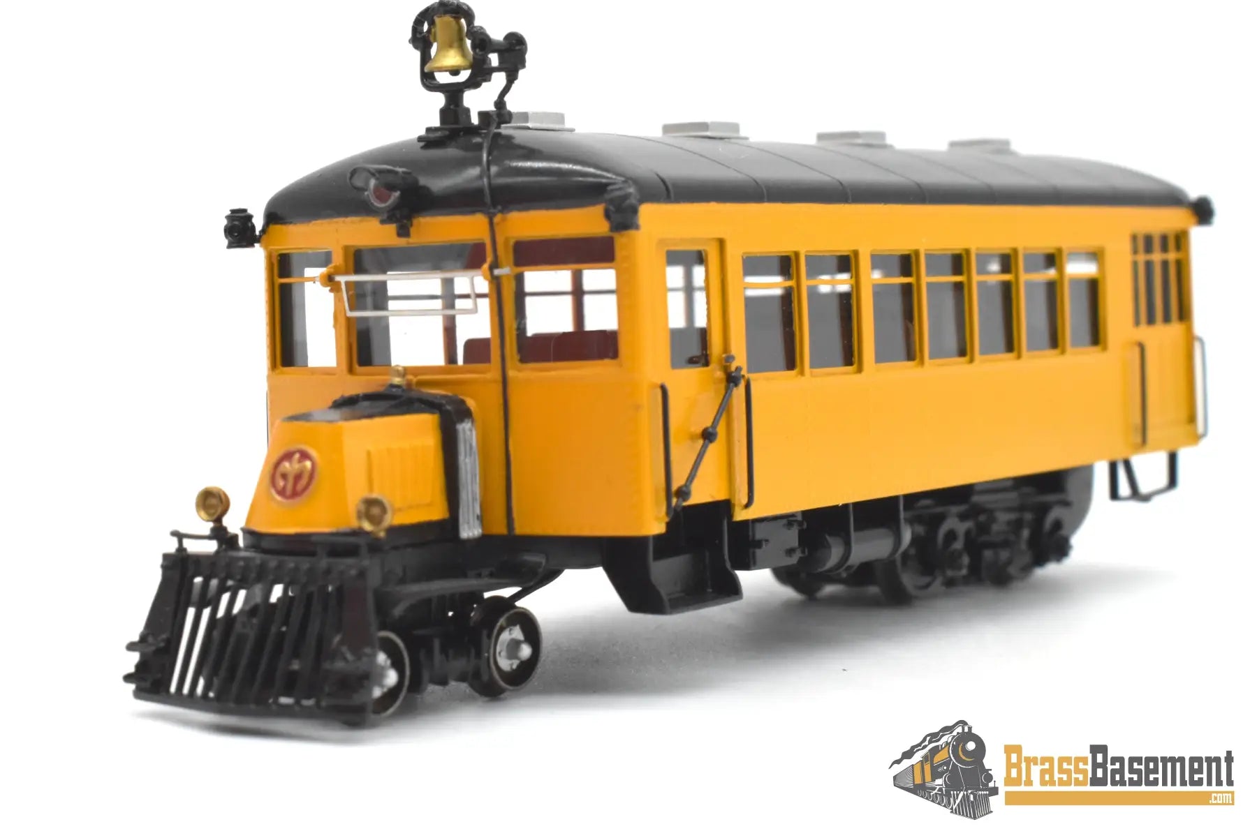 HOn3 Brass - PSC 16854-1 Mack Rail Bus Type ACX w/ Interior - F/P Black & Yellow Passenger