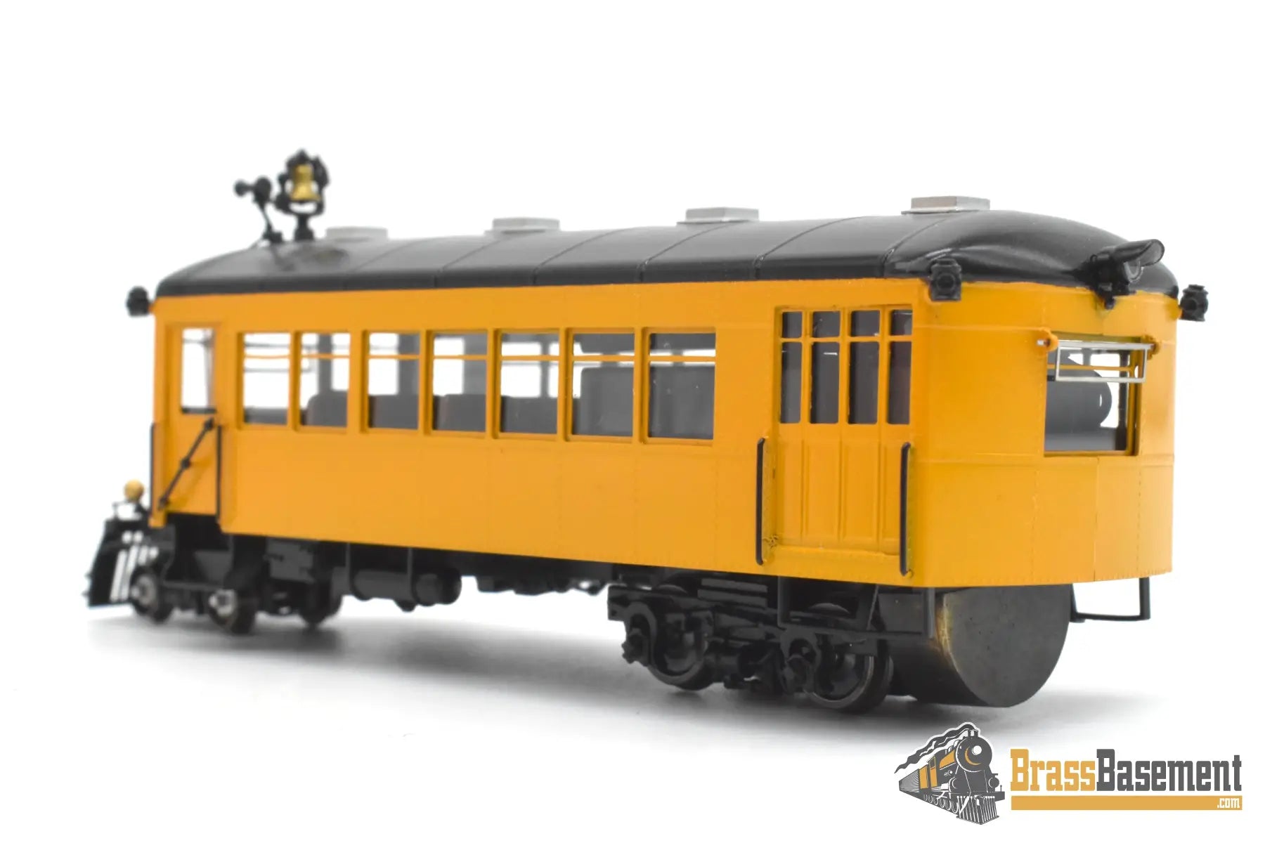 HOn3 Brass - PSC 16854-1 Mack Rail Bus Type ACX w/ Interior - F/P Black & Yellow Passenger