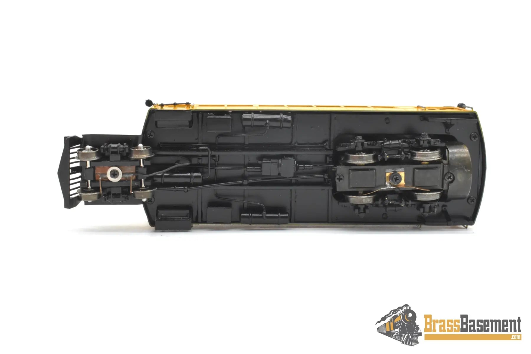 HOn3 Brass - PSC 16854-1 Mack Rail Bus Type ACX w/ Interior - F/P Black & Yellow Passenger