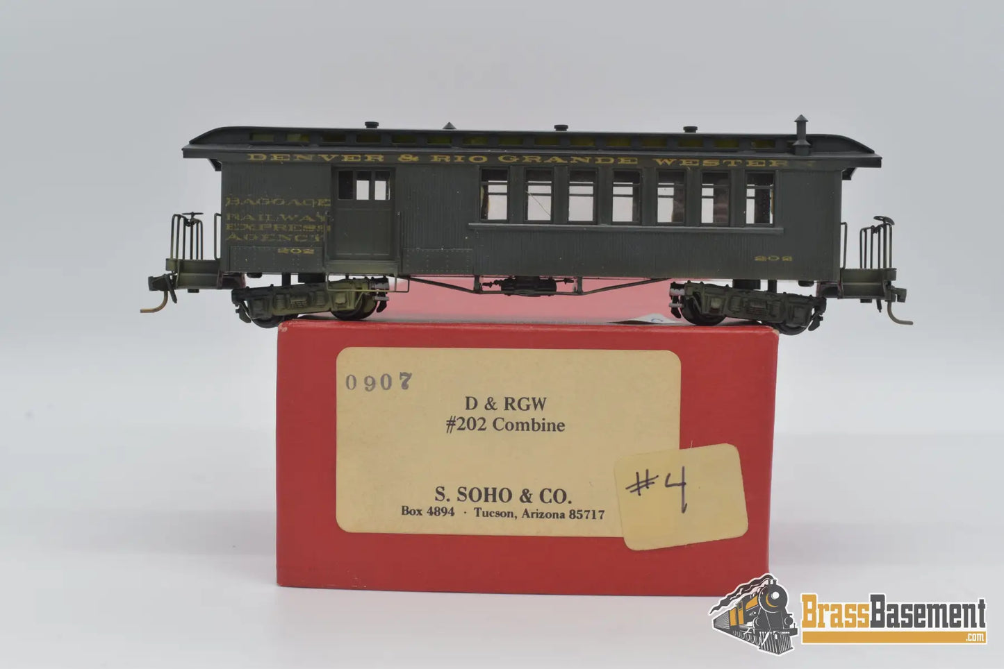 Hon3 Brass - Soho D&Rgw Rio Grande #202 Combine Custom Paint Passenger