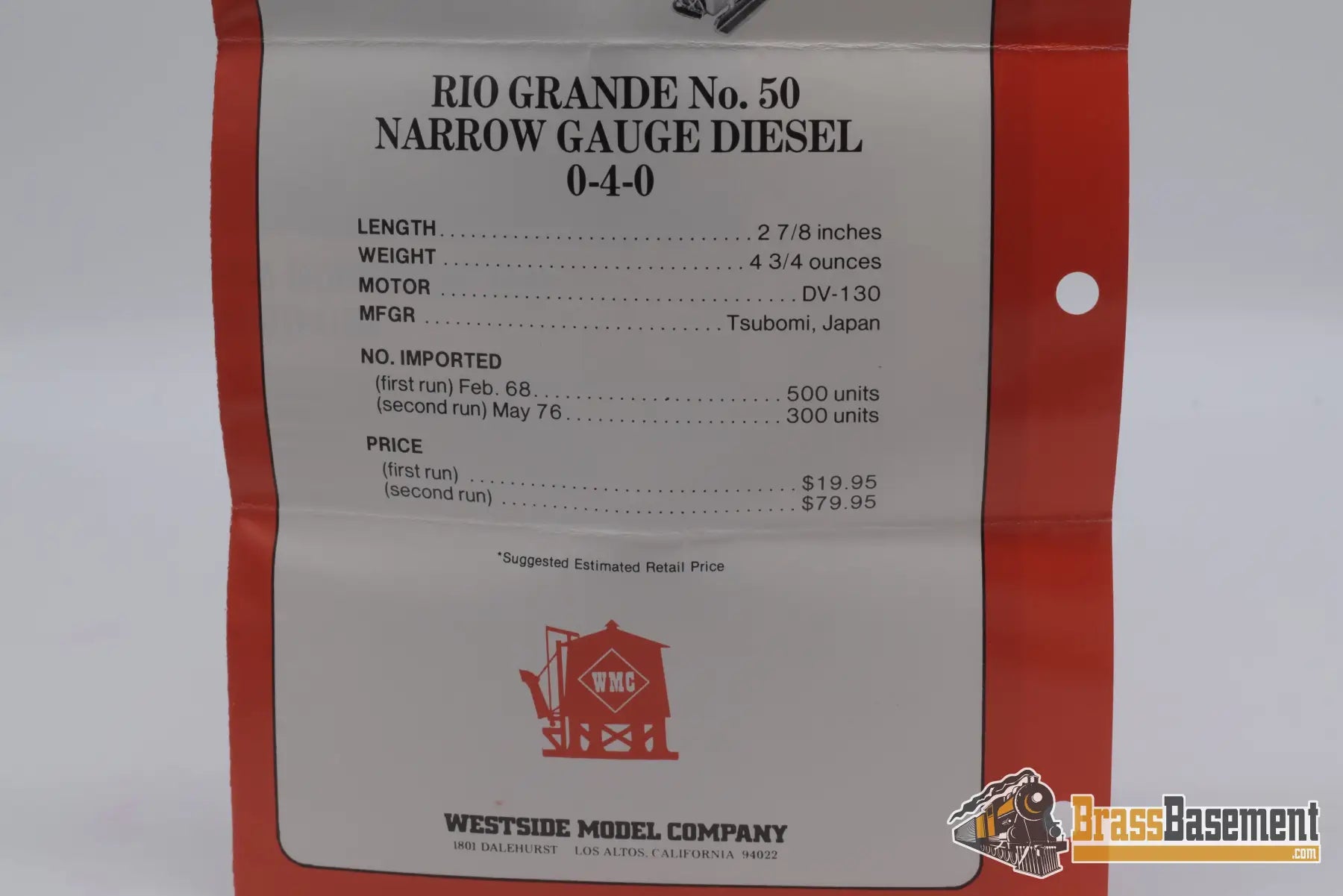 Hon3 Brass - Westside D&Rgw Rio Grande #50 Diesel Nice Paint