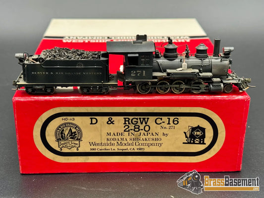 HOn3 Brass - Westside Rio Grande DRGW C-16 2-8-0 #271 - Nice Custom Paint Steam