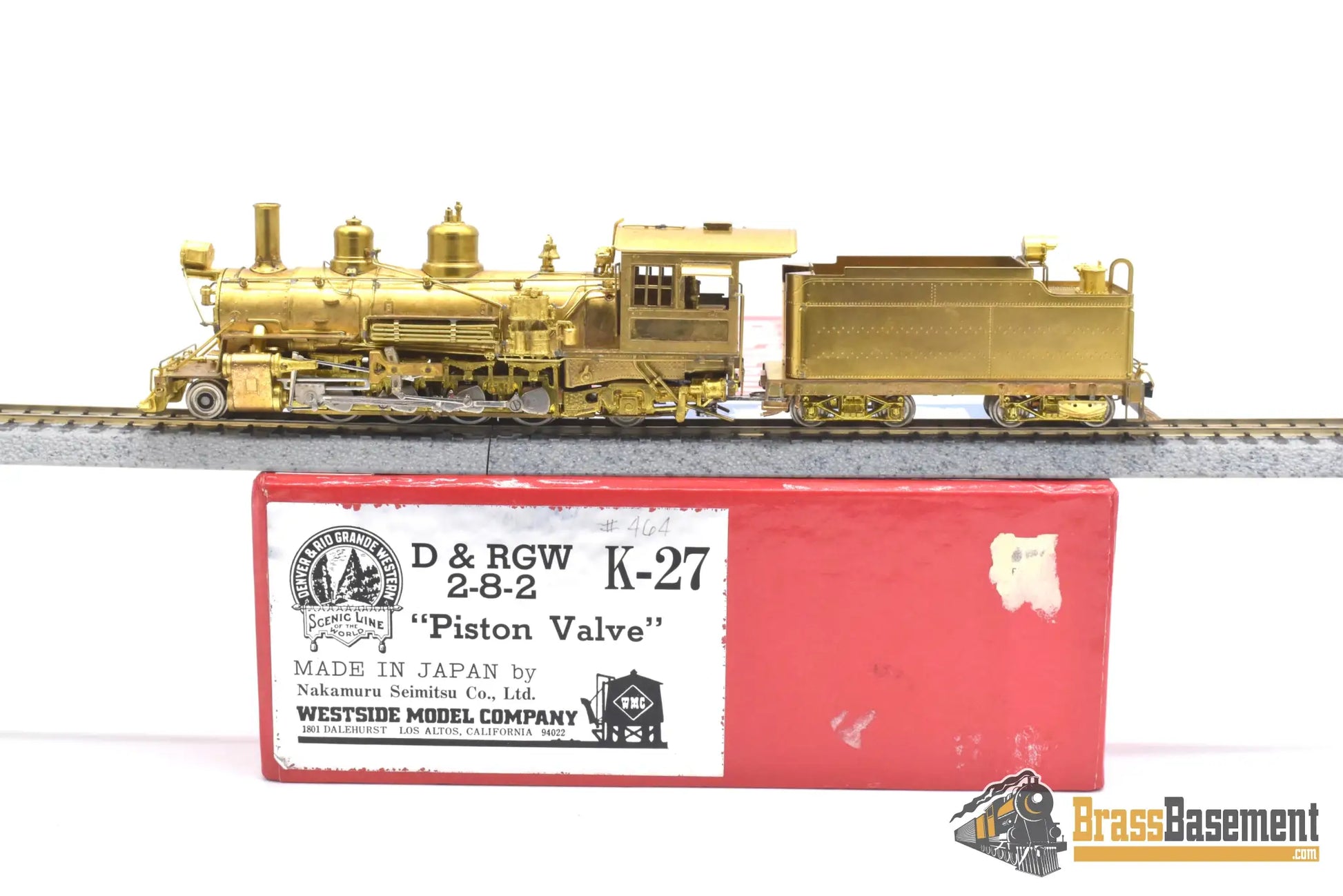 Hon3 Brass - Wmc Westside D&Rgw Rio Grande K-27 2-8-2 ‘Piston Valve’ #464 Unpainted Steam