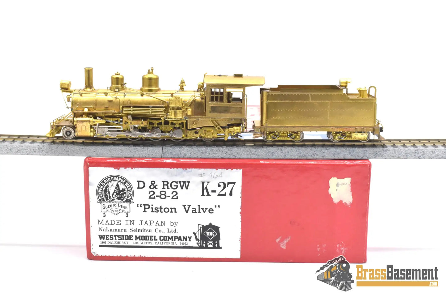 Hon3 Brass - Wmc Westside D&Rgw Rio Grande K-27 2-8-2 ‘Piston Valve’ #464 Unpainted Steam