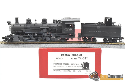 Hon3 Brass - Wmc Westside D&Rgw Rio Grande K - 37 2 - 8 - 2 #498 C/P Moffat Herald Steam