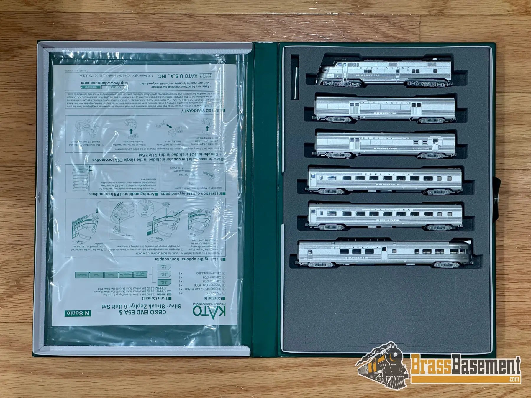 N Scale Kato 106 090 CB Q EMD E5A Silver Streak Zephyr 6 Unit Set Mint