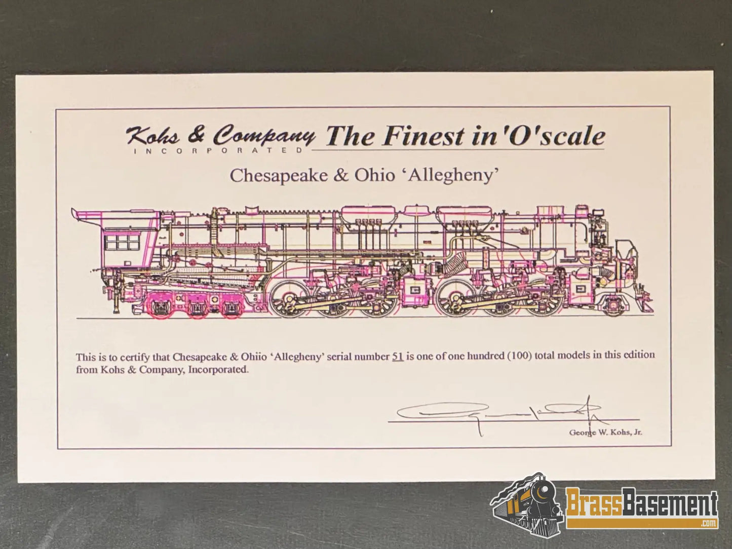 O Scale Brass - Kohs Chesapeake & Ohio C&O H-8 ’Allegheny’ 2-6-6-6 #1634 Lima Superpower Mint Diesel