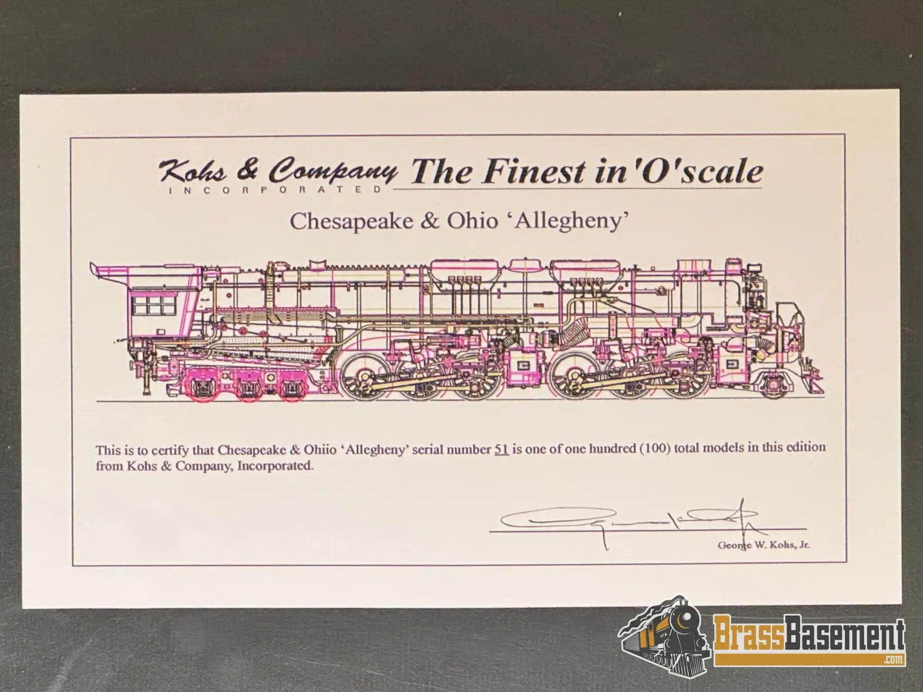 O Scale Brass - Kohs Chesapeake & Ohio C&O H-8 ’Allegheny’ 2-6-6-6 #1634 Lima Superpower Mint Diesel