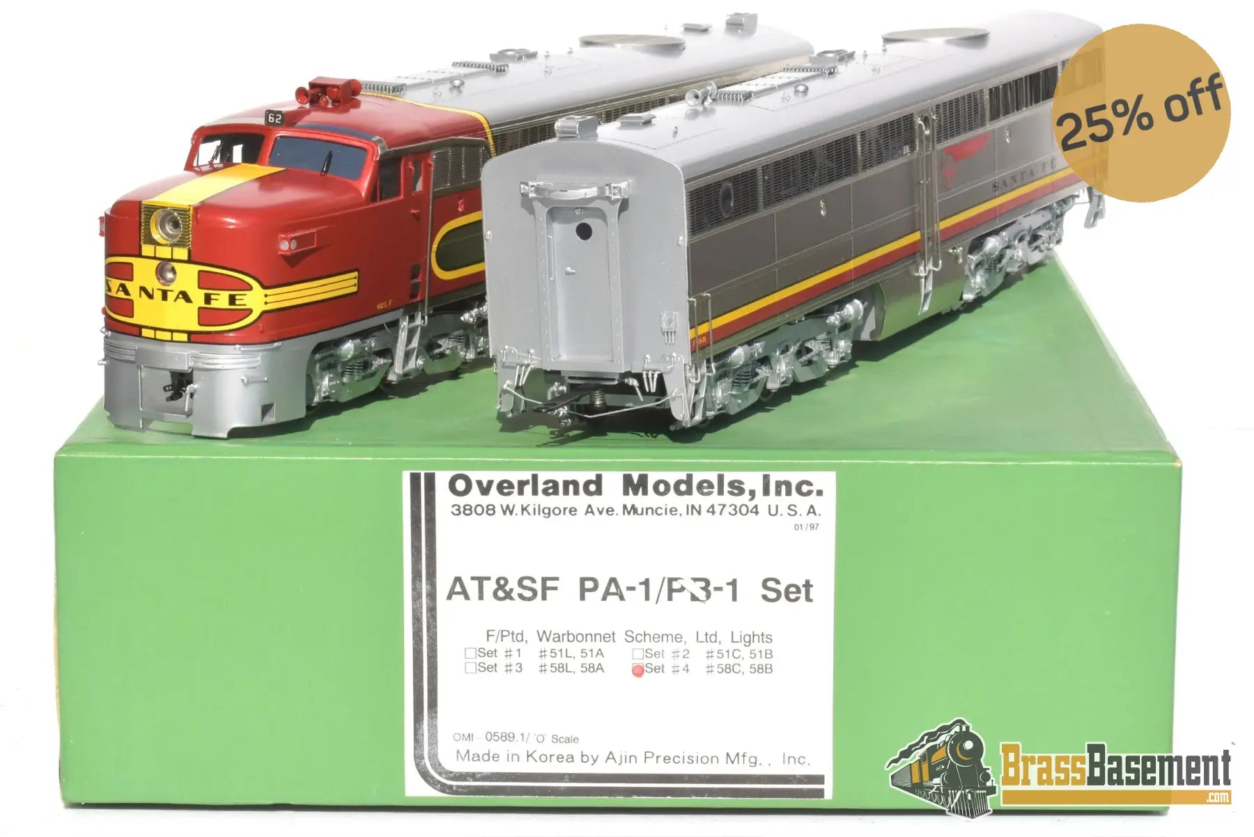 O Brass - Omi 0589.1 Atsf Santa Fe Pa - 1/Pb - 1 Warbonnet Diesel Set Superb Fp
