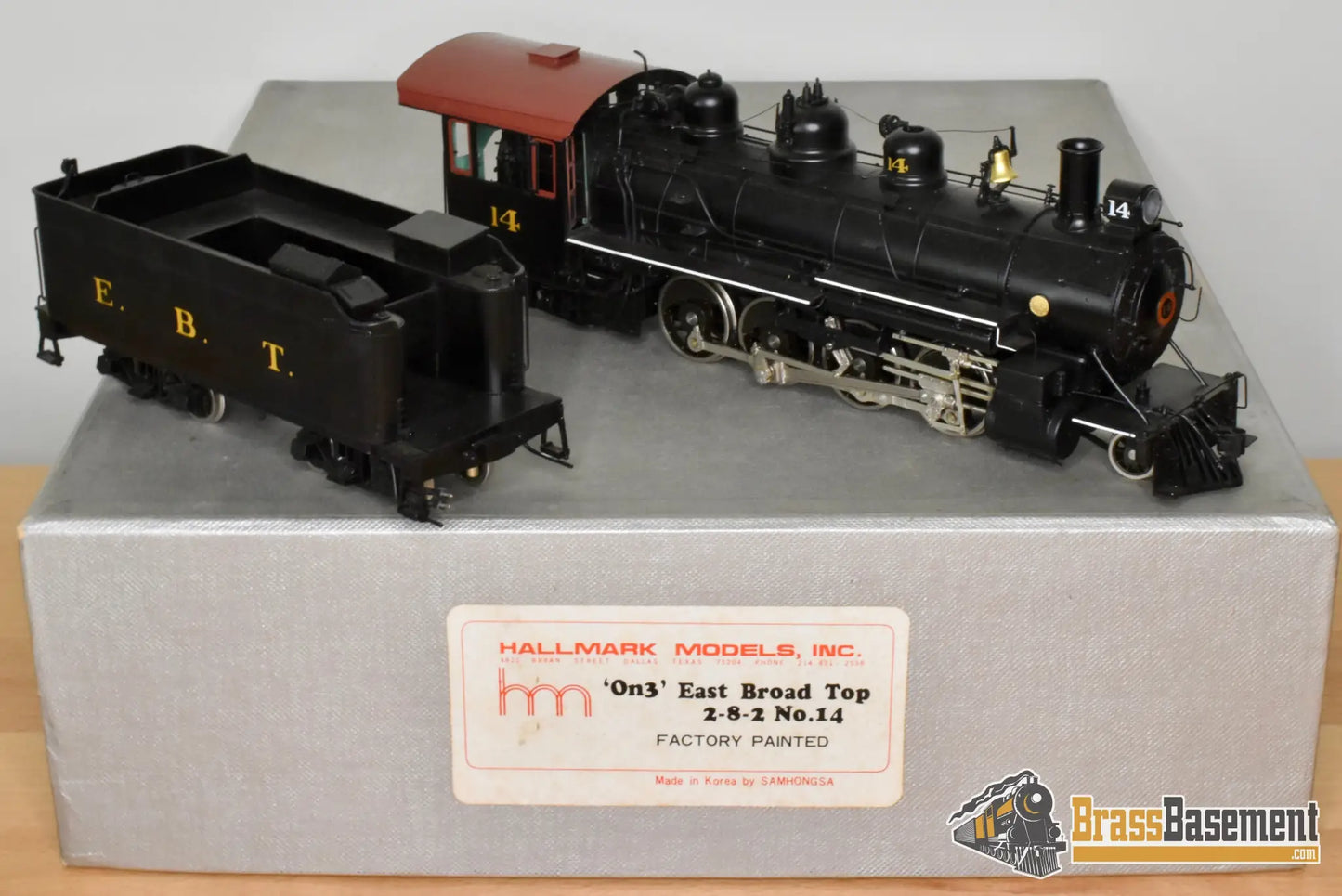 On3 Brass - Hallmark East Broad Top EBT 2-8-2 #14 - Factory Painted Samhongsa - Steam